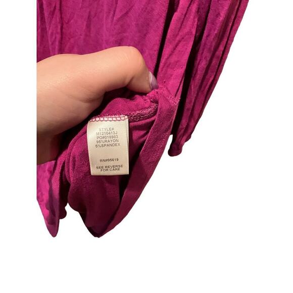 John Paul Richard Mini Dress Women Size L Pink Long Sleeve V-Neck Rayon Stretch - Picture 3 of 3